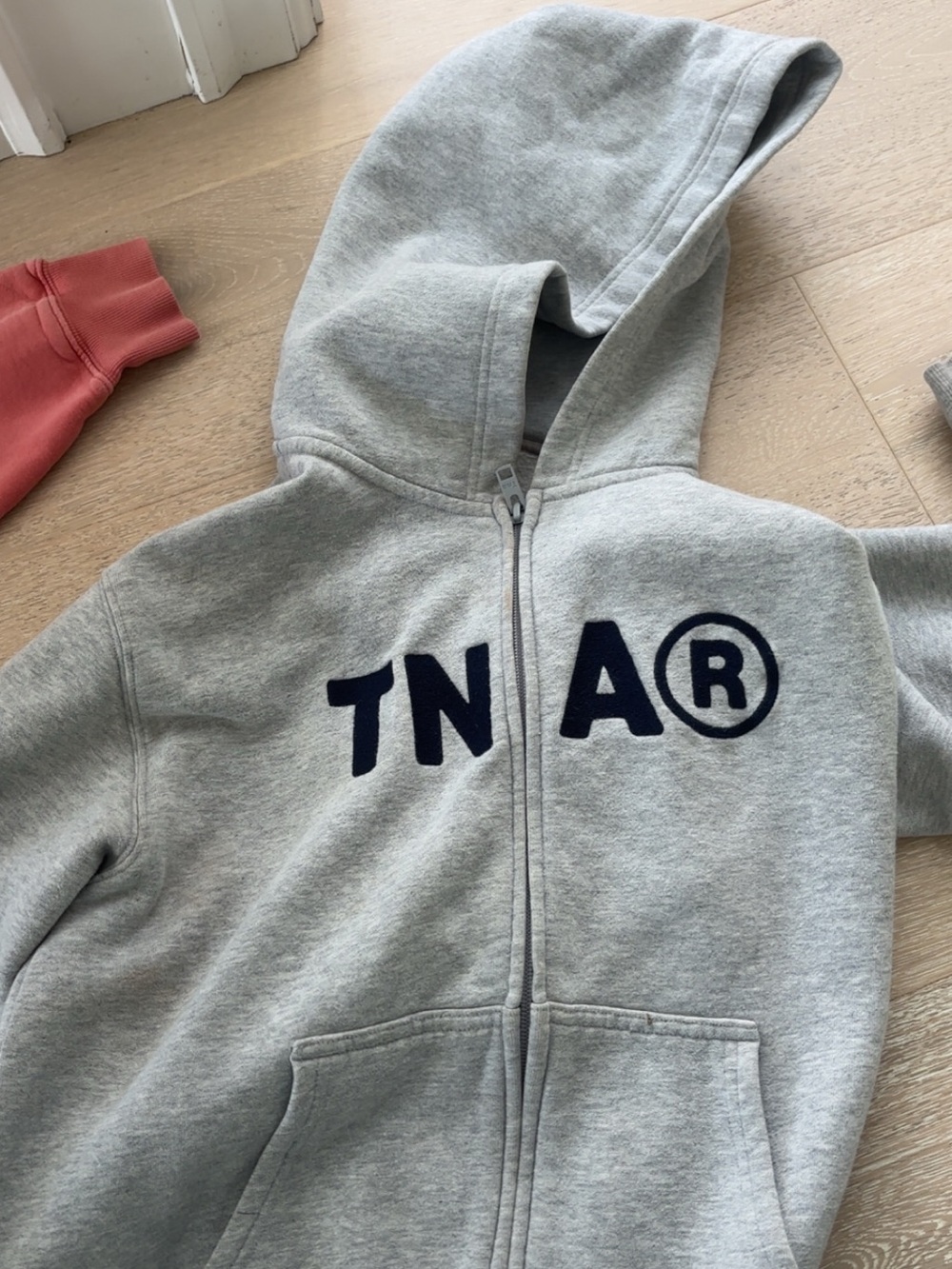 TNA Grey Zip Hoodie with Navy Logo